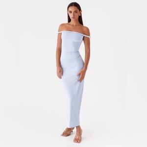 Peppermayo Arabella Twist shoulder dress, Light Blue color, brand new